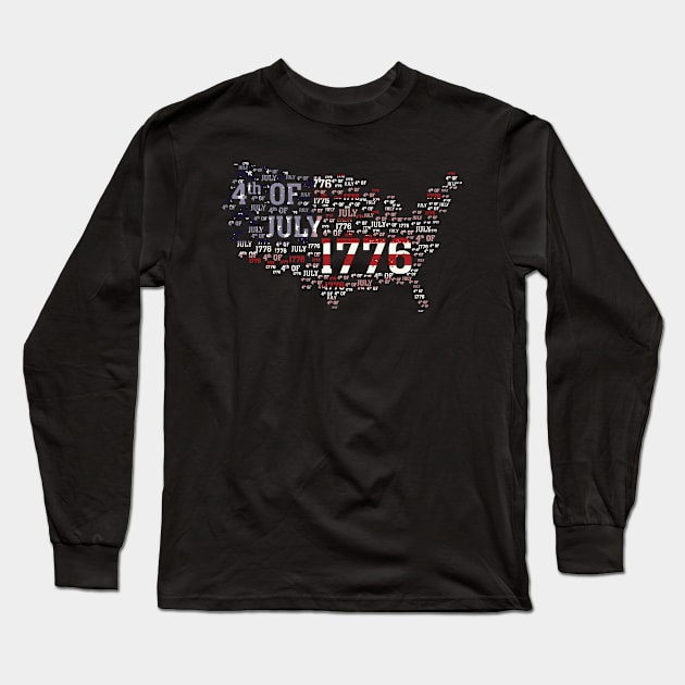 American map and flag Flag, 4th of July, happy independence day God Bless America Long Sleeve T-Shirt by SweetMay